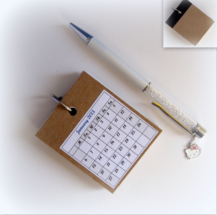2013 Calendar With Mini Notepad. 2.5x3 Size Chipboard